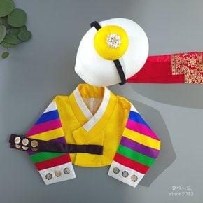 전통 양단 색동 노랑저고리 꽃분홍치마 여아한복 백일 돌 아기 어린이 한복 1세부터 10세