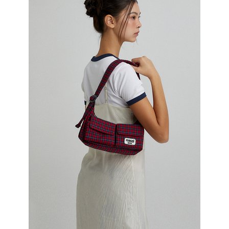 마크니 TWO POCKET MINI HOBO BAG_RED CHECK
