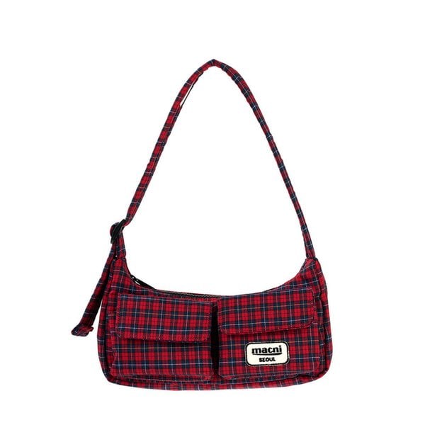 TWO POCKET MINI HOBO BAG_RED CHECK