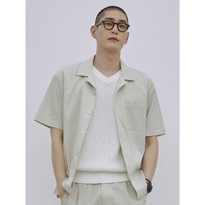 남성 시어서커 오픈 칼라 반팔 셔츠 (LT-BEIGE) (HA5SS13-23)