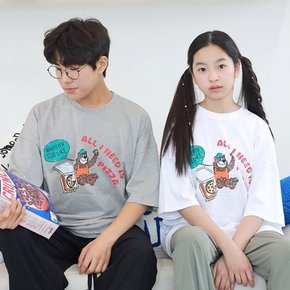 피자곰 반팔 티셔츠 맨투맨 / 남아 주니어 의류 초등학생 옷