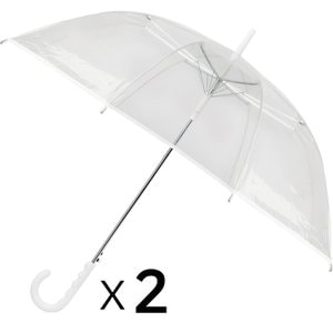  미끄럼방지 손잡이 투명 자동 대형 장우산  2개 세트