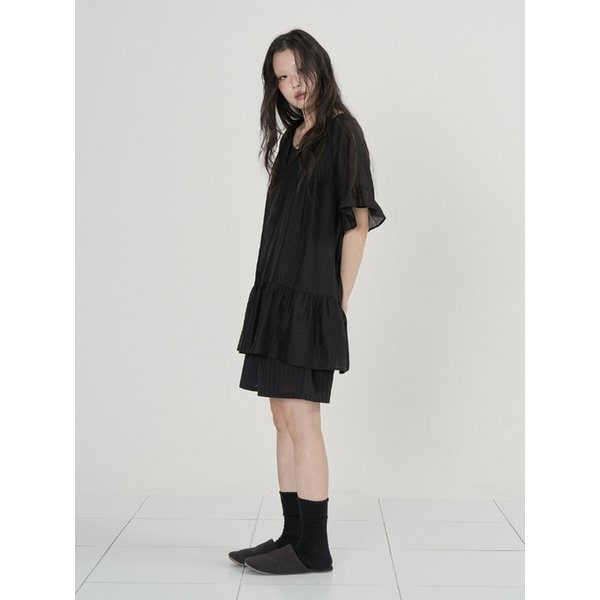 SOFT FRILL ONEPIECE (BLACK)