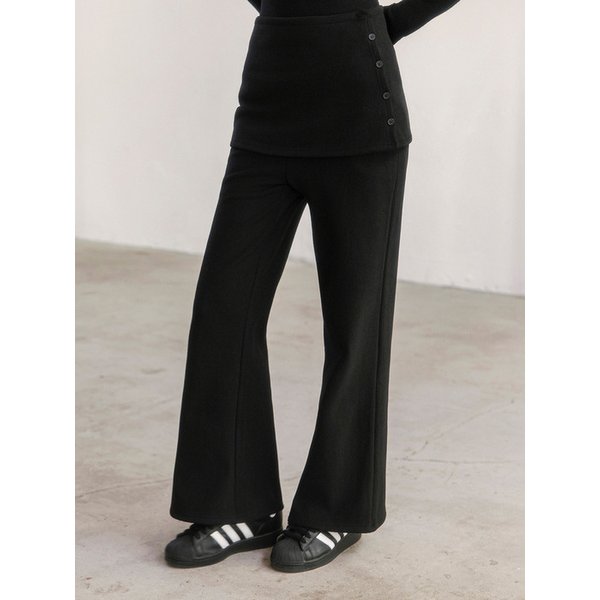 사이드 버튼 레이어드 스커트 부츠컷 팬츠