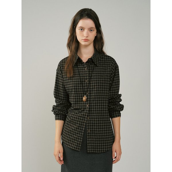 P Soft Brushed Texture Shirt_Check Brown
