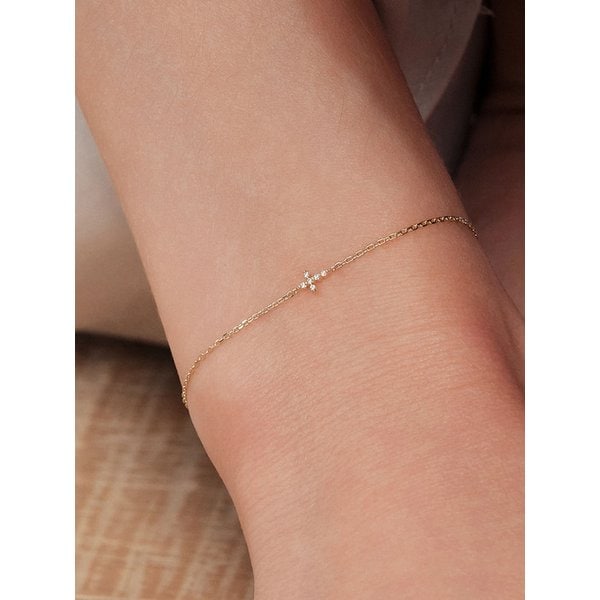 14k 다이아몬드 블렌드 크로스 팔찌 (14k골드) LCB06