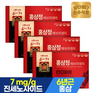 순수식품 6년근 홍삼정 홍삼스틱 진액 4박스(120포) 진세노사이드 7mg 함유 (+선물용 쇼핑백)