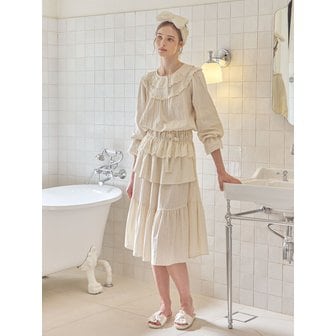 루나루즈 스튜디오 여성 노라 자수코튼 라운드넥 원피스 잠옷