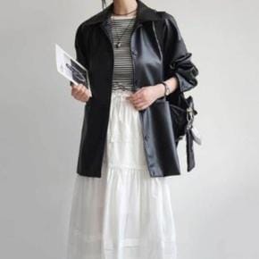 여성용 블랙 레더 라이더 미디 자켓
