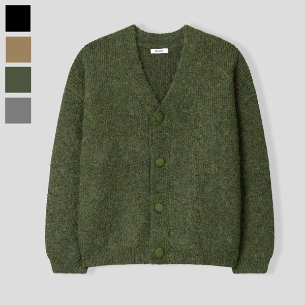 남자 벌키 브러쉬 브이넥 긴팔 가디건 RM-CA-Q001-그린