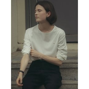 Soft basic logo long sleeved T-shirt_Ivory