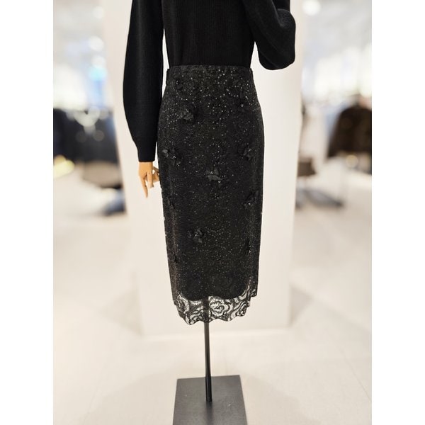 [파주점] [더아이잗컬렉션]스팽글 레이스 플라워 스커트 CPAA0SK221