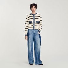 산드로 [25SS 미드시즌세일 30%] 데님 디테일 스트라이프 가디건 SF25S3FRGDD91