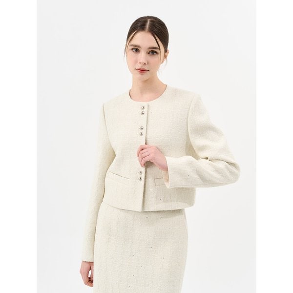 트위드 크롭 자켓_IVORY