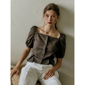 BUSTIER PUFF-SLEEVE TOP [CHOCOLATE]