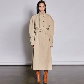 [쿠만] Light ocher layered panel re constructed trench coat