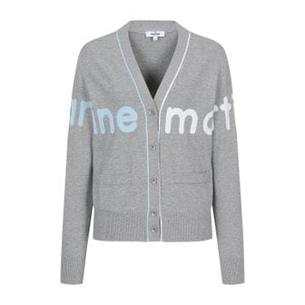 MARTINE GOLF [정상가 398000원]여성 빅로고 오버핏 니트가디건 그레이 (QW0ECD10136)