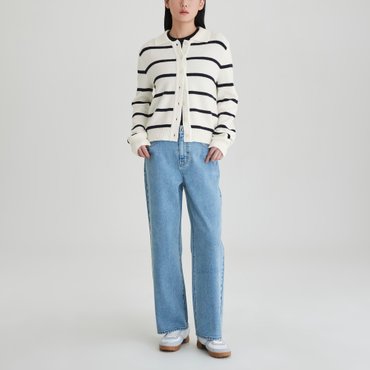 JAJU 여 스트라이프 카라 가디건    J115104103