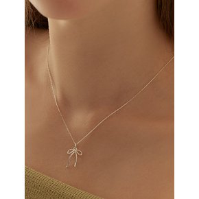 [연말 스페셜 6mm+10mm 진주귀걸이 증정][925 silver]  Line ribbon necklace