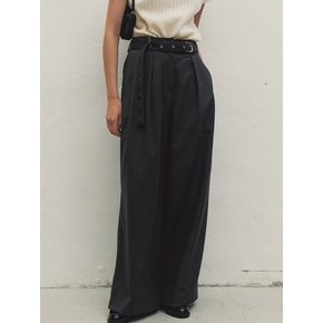 INVERSION BANDING BELTED WIDE PANTS DARK GRAY MBDFPA001DG