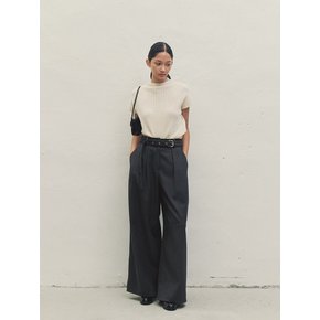 INVERSION BANDING BELTED WIDE PANTS DARK GRAY MBDFPA001DG