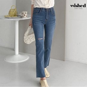 데미지 컷팅 세미 부츠컷 워싱 데님 팬츠  WIACPT018 _P347256290