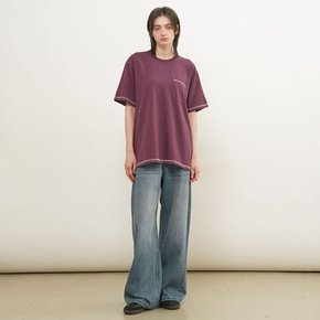 UNISEX 스티치 포인트 포켓 티셔츠 [BURGUNDY] / GF1UTS008-WOMAN