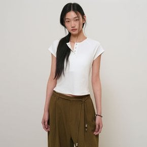 WOMAN 스냅 헨리넥 티셔츠 [WHITE] / GF2LTS528