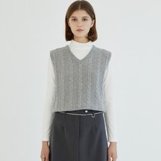 / [WTOP23029] Cash wool cable vest / ver. gray