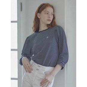 Emblem Logo Stripe T-Shirt - Navy