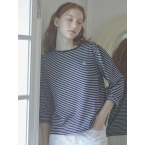 Emblem Logo Stripe T-Shirt - Navy