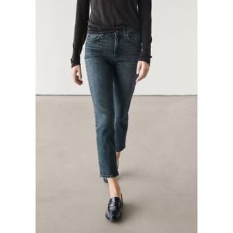 이스퀘어 5199217 Massimo Dutti MID-RISE CROPPED - Slim fit jeans mottled blue