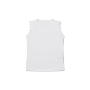 (LWTAM24671_WHX) 여성 프릴 라운드넥 민소매 티셔츠