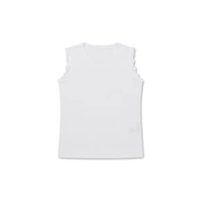 (LWTAM24671_WHX) 여성 프릴 라운드넥 민소매 티셔츠