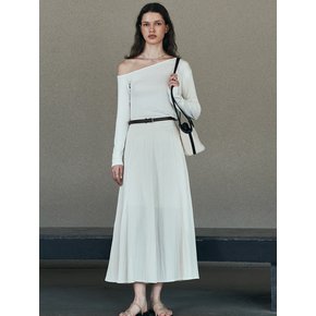 Flare Maxi Long Skirt (Cream)