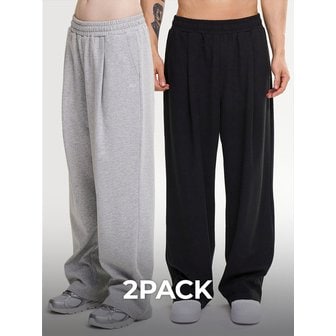 레이지비 [2PACK] 원턱 스웨트 팬츠 운동복 트레이닝복 와이드 밴딩 바지 W (2컬러)
