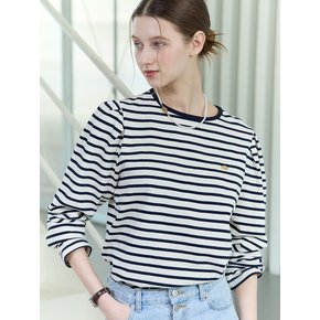 Stripe Puff Long Sleeve - Navy