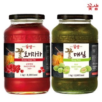  꽃샘 꿀 오미자차 1KG +꿀 매실차 1KG (과일청)