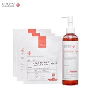 쿠피 연어 약산성 아크네클렌징 200ml 1개+더마 페이셜 마스크팩 5매SET 3개