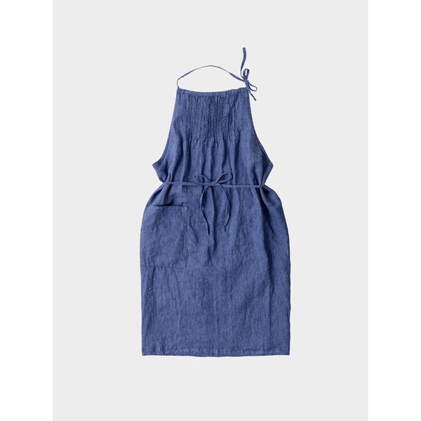 리투아니아 린넨 에이프런 앞치마 셔링 타입 (프러시안블루)