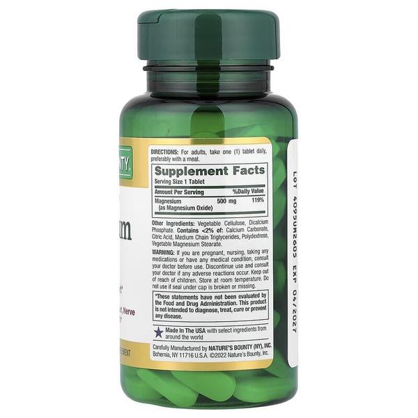 해외직구 Nature`s Bounty 네이처스바운티 마그네슘 500mg 100정 Magnesium