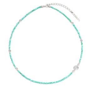 [925 Silver]Green Nacre Glass Necklace