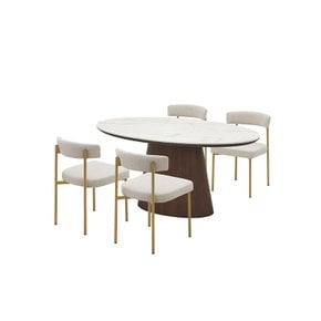 보테 세라믹 타원형식탁 4인세트 160cm 브라운_뉴헤링본체어4EA