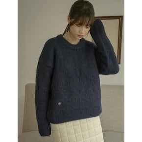 KN4243 Hairy wool round knit_Navy