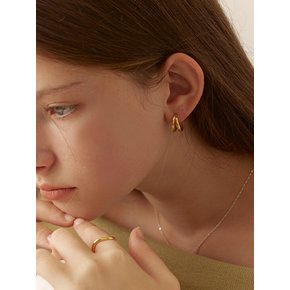 [연말 스페셜 6mm+10mm 진주귀걸이 증정] Large two-line hoop earring