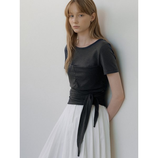 tube top overlap T-shirt (charcoal) orc 6021