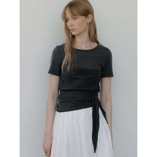 tube top overlap T-shirt (charcoal) orc 6021
