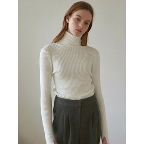 RIBBED TURTLENECK KNIT_WHITE