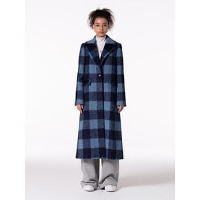 SIMPLE CHIC MAXI CHECK COAT BLUE MBCFCT002BL