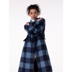 SIMPLE CHIC MAXI CHECK COAT BLUE MBCFCT002BL